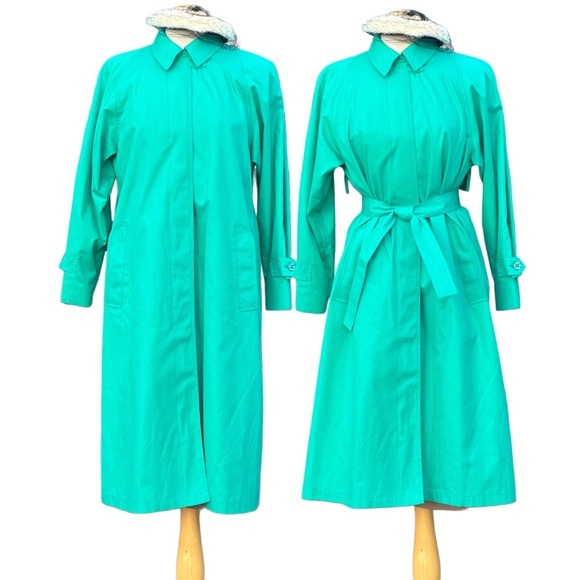 London Fog Jackets & Blazers - VINTAGE London Fog teal green trench coat|10P